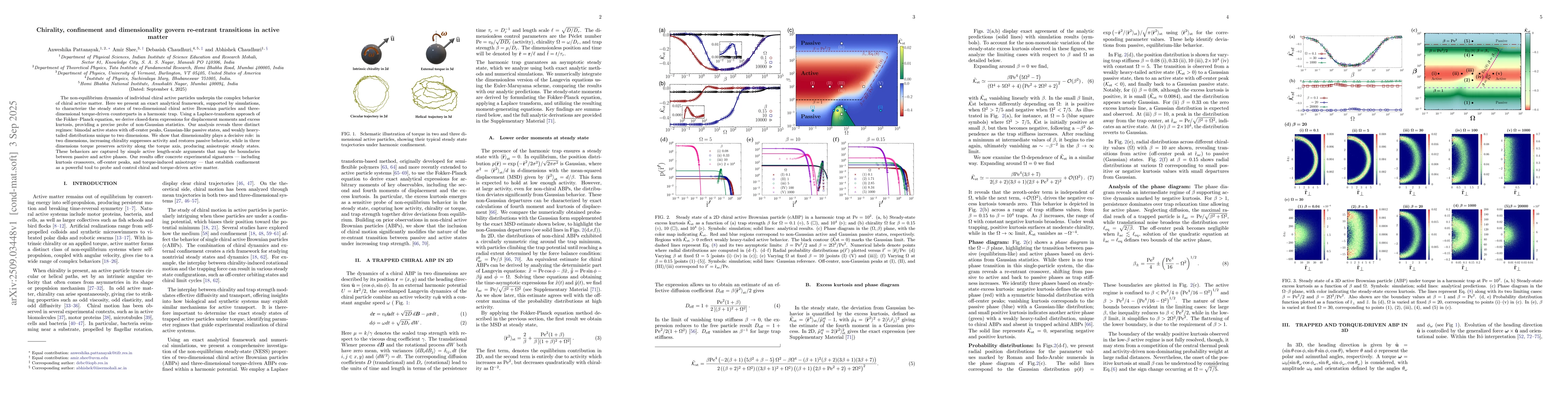 Thumbnail for Chirality, confinement and dimensionality govern re-entrant transitions
  in active matter