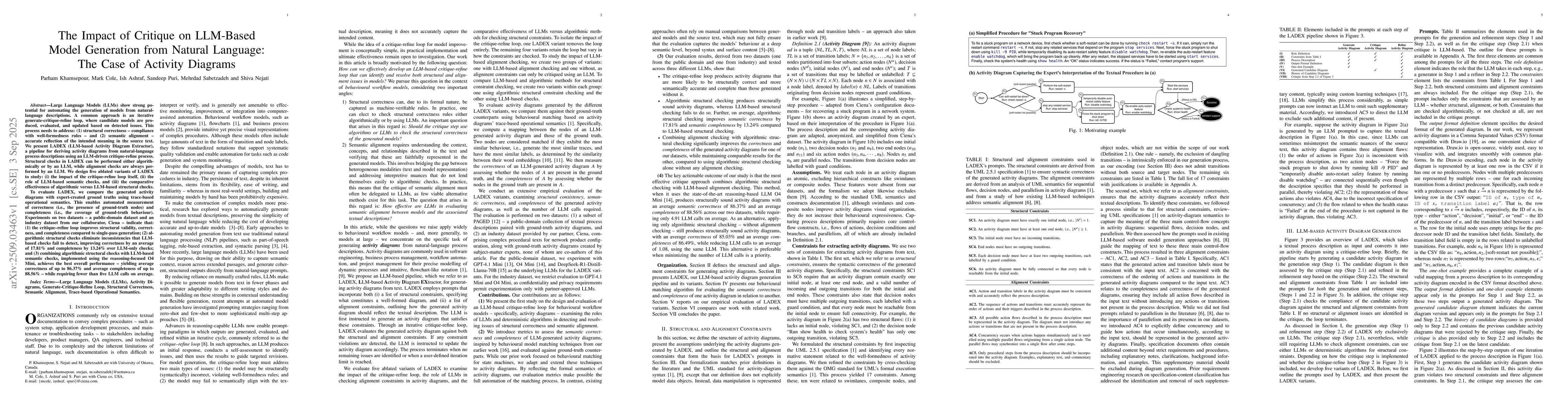 Thumbnail for The Impact of Critique on LLM-Based Model Generation from Natural
  Language: The Case of Activity Diagrams