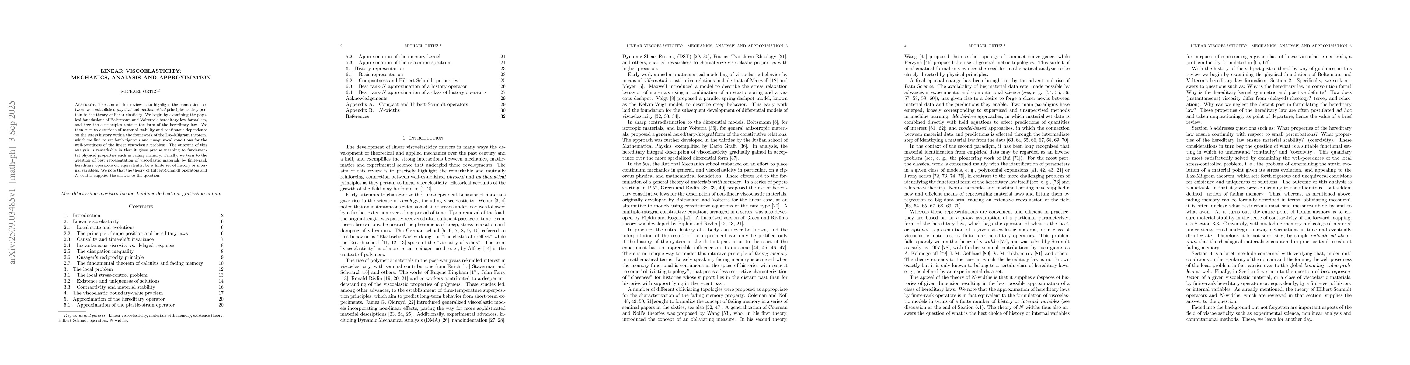 Thumbnail for Linear viscoelasticity: Mechanics, analysis and approximation