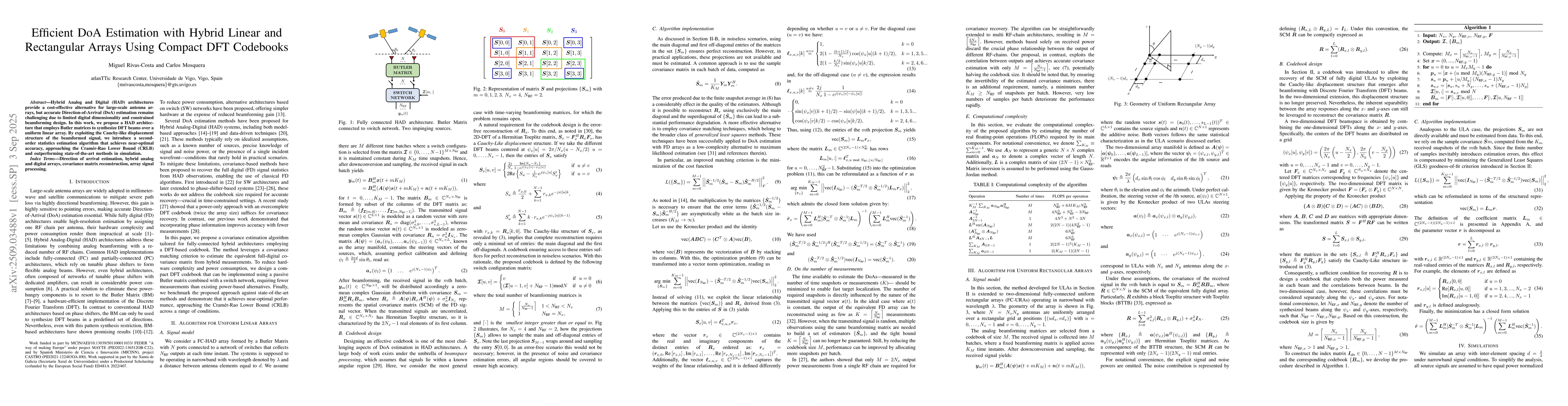 Thumbnail for Efficient DoA Estimation with Hybrid Linear and Rectangular Arrays Using
  Compact DFT Codebook