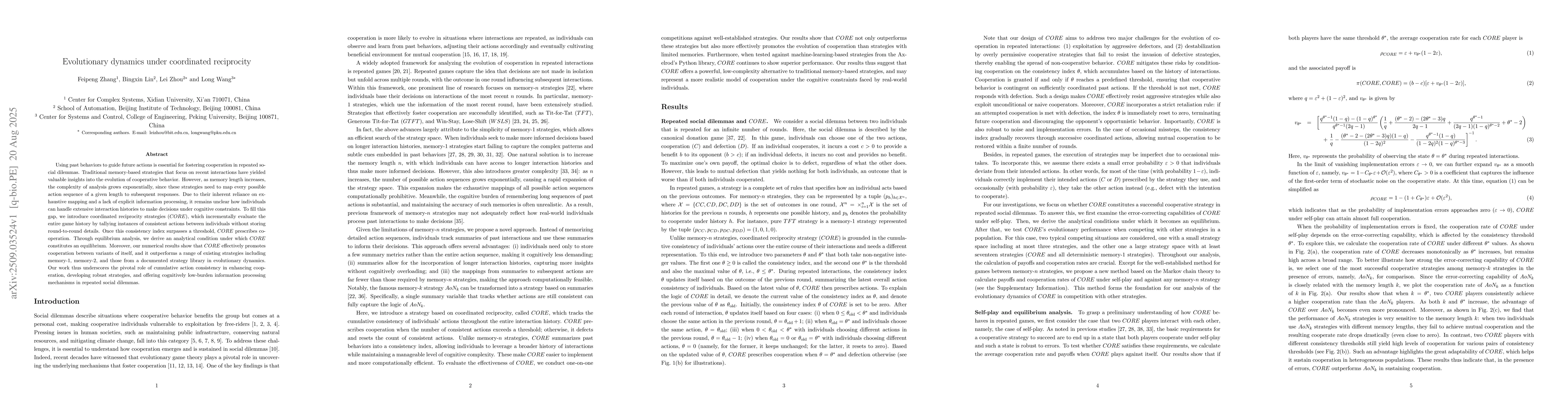 Thumbnail for Evolutionary dynamics under coordinated reciprocity