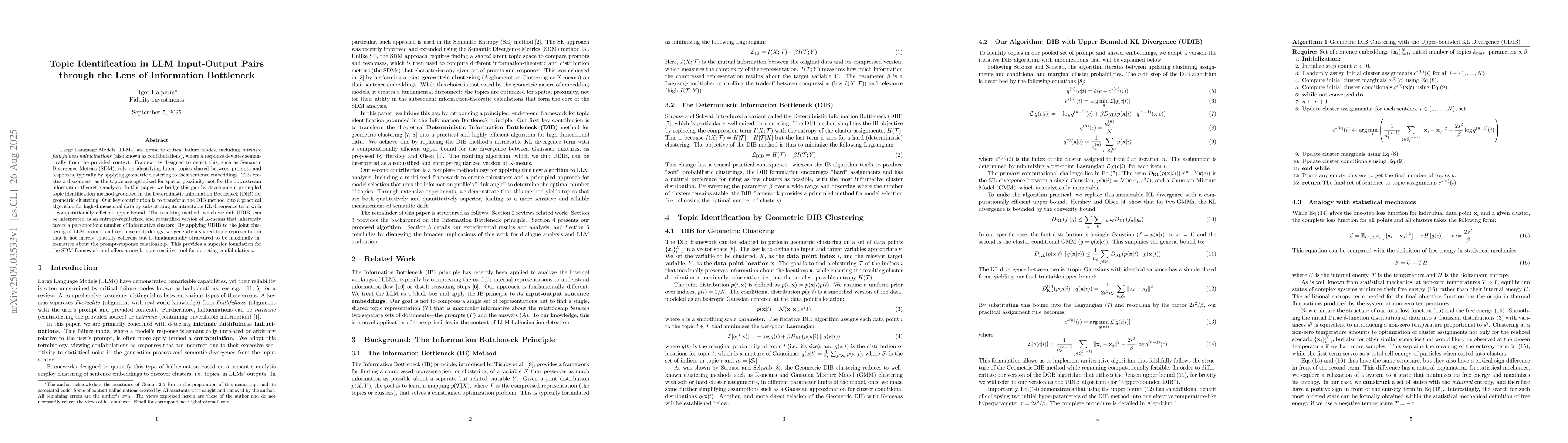 Thumbnail for Topic Identification in LLM Input-Output Pairs through the Lens of
  Information Bottleneck