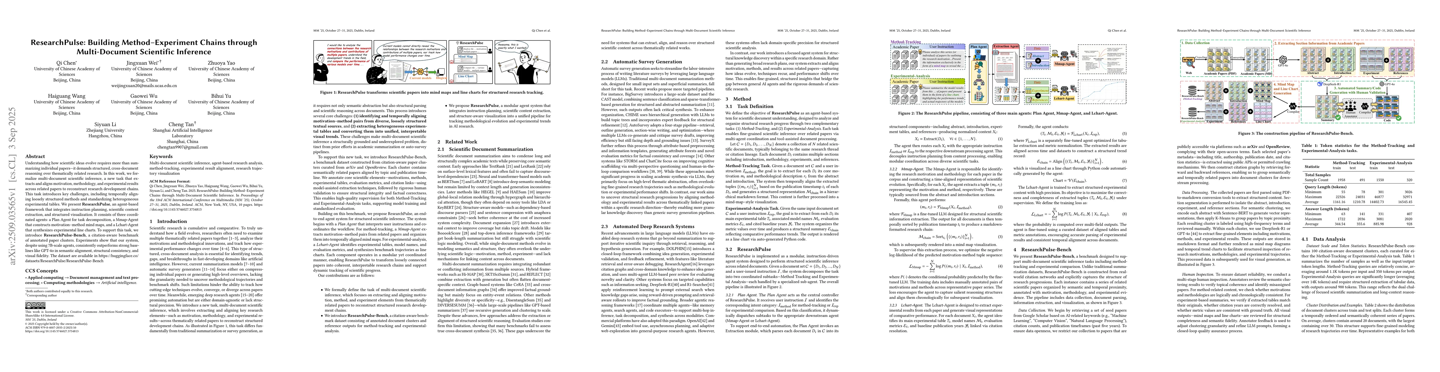 Thumbnail for ResearchPulse: Building Method-Experiment Chains through Multi-Document
  Scientific Inference