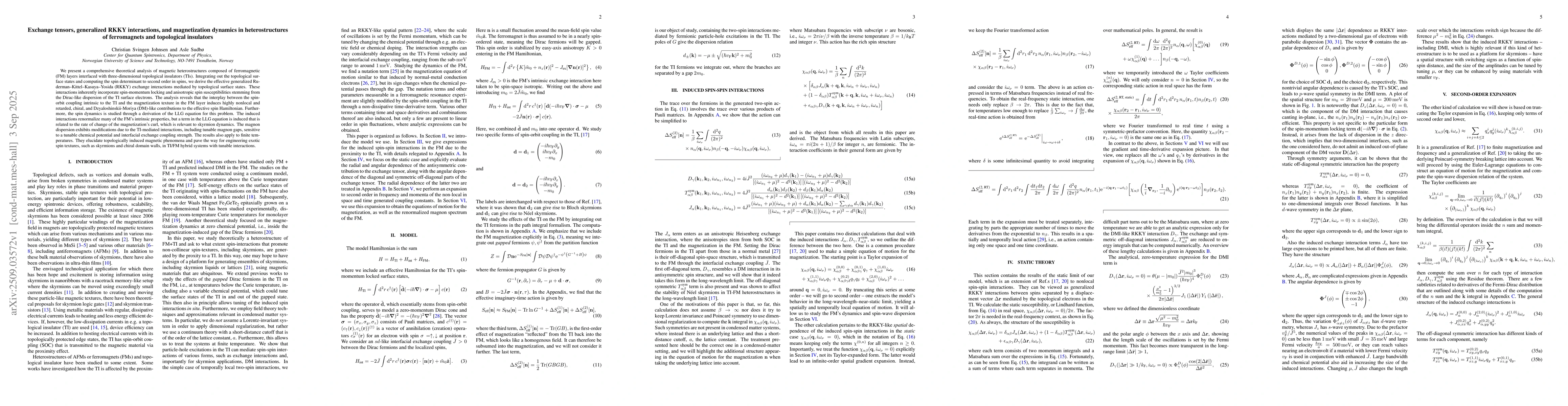 Thumbnail for Exchange tensors, generalized RKKY interactions, and magnetization
  dynamics in heterostructures of ferromagnets and topological insulators