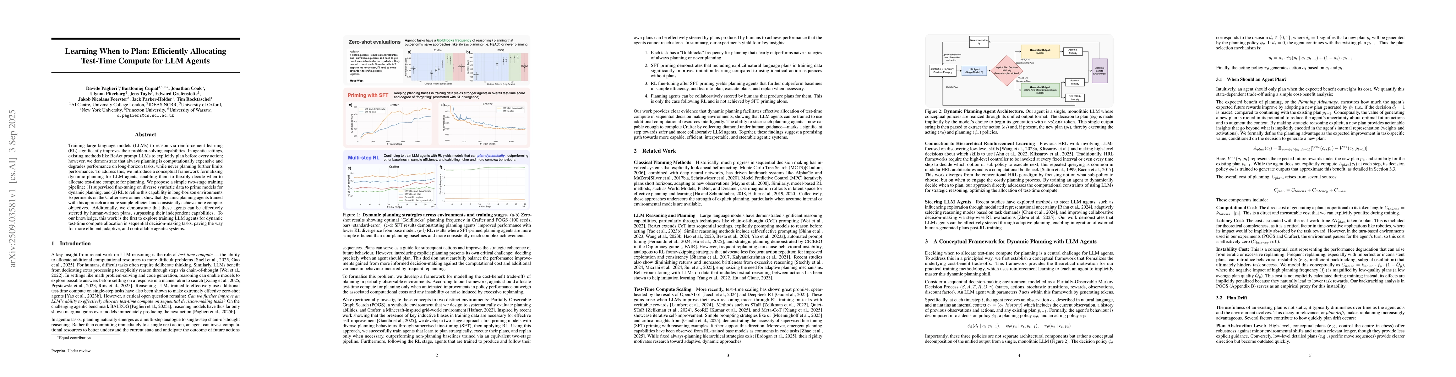 Thumbnail for Learning When to Plan: Efficiently Allocating Test-Time Compute for LLM
  Agents