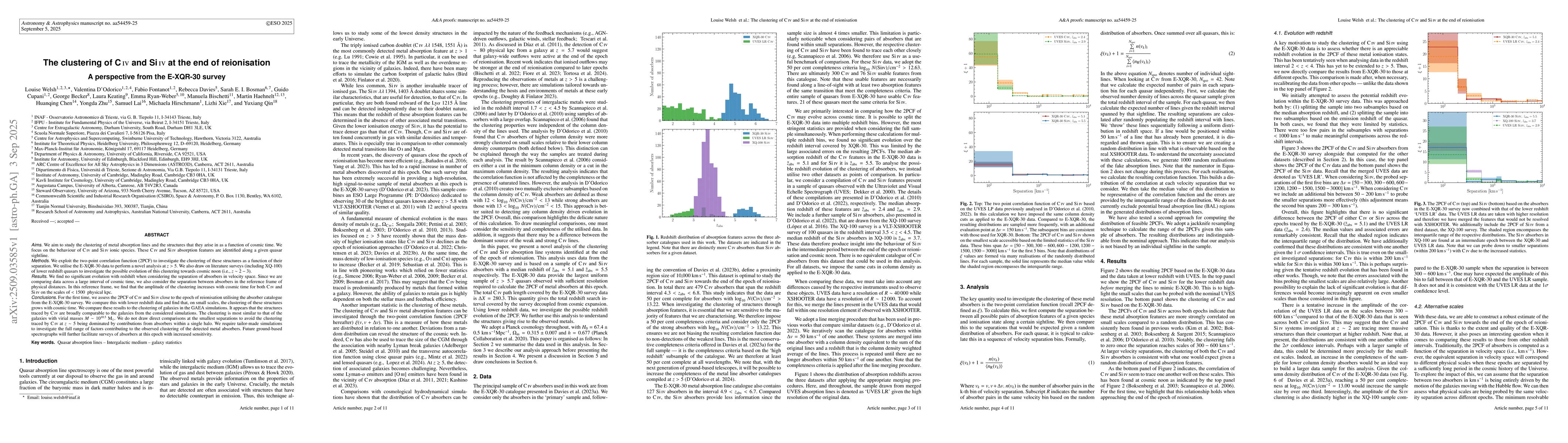 Thumbnail for The clustering of C IV and Si IV at the end of reionisation: A
  perspective from the E-XQR-30 survey