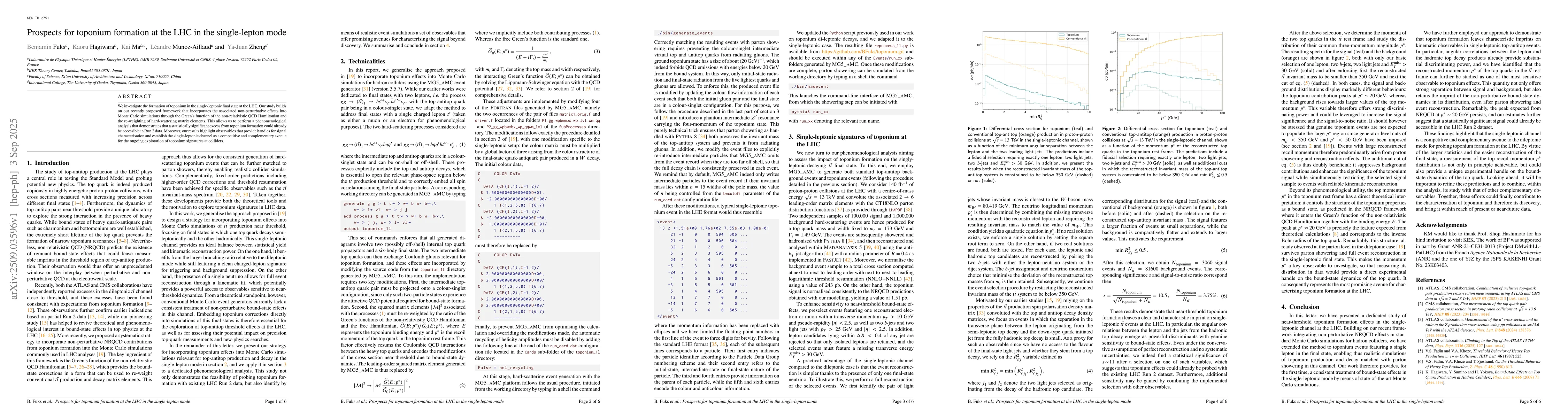 Thumbnail for Prospects for toponium formation at the LHC in the single-lepton mode