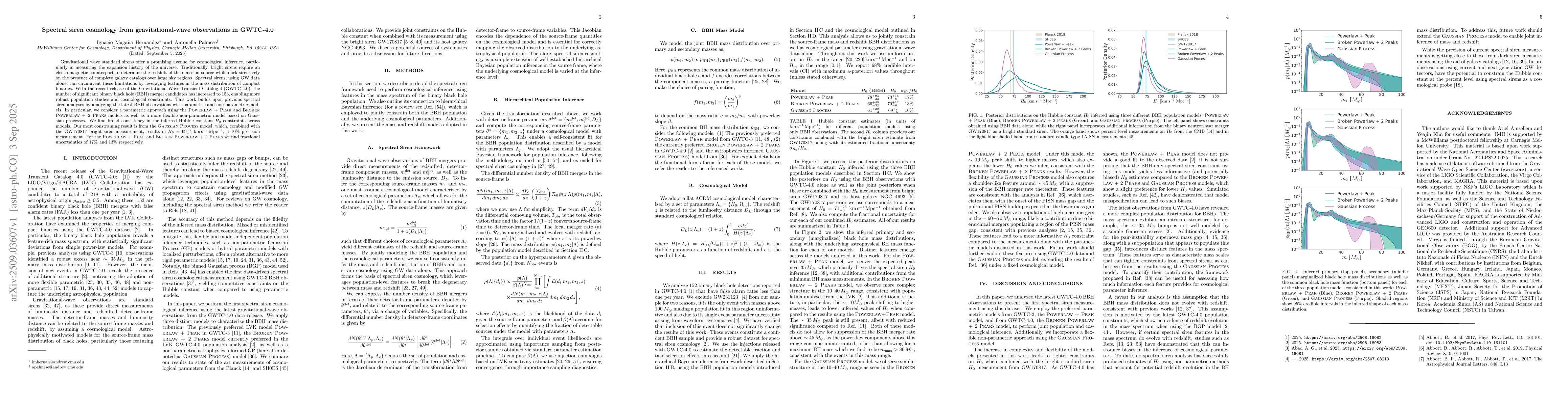 Thumbnail for Spectral siren cosmology from gravitational-wave observations in
  GWTC-4.0