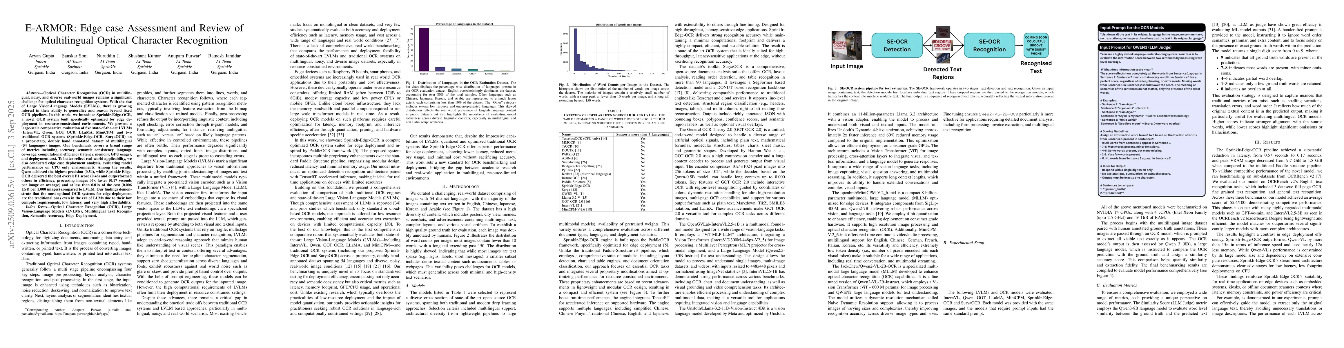 Thumbnail for E-ARMOR: Edge case Assessment and Review of Multilingual Optical
  Character Recognition
