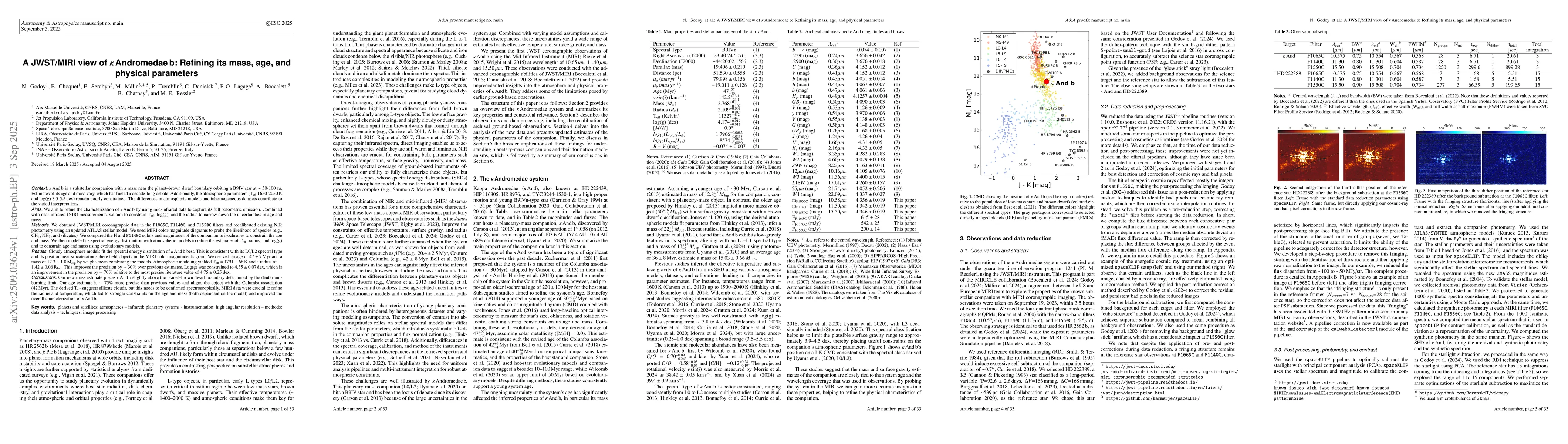 Thumbnail for A JWST/MIRI view of k Andromedae b: Refining its mass, age, and physical
  parameters