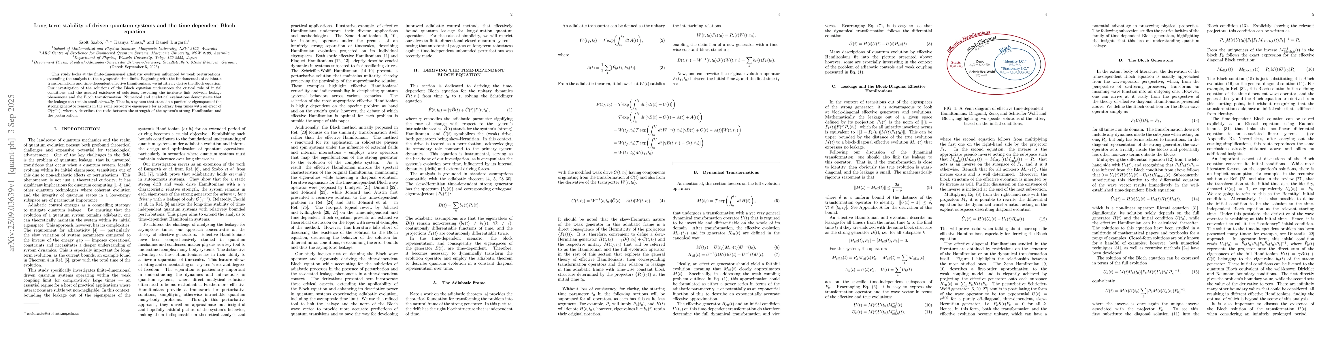 Thumbnail for Long-term stability of driven quantum systems and the time-dependent
  Bloch equation