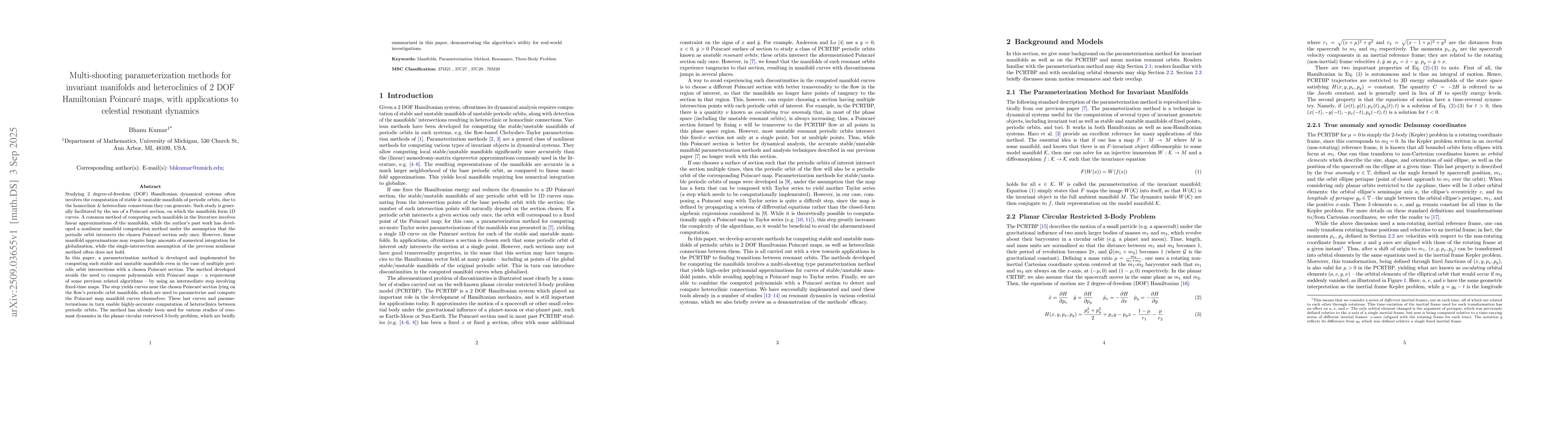 Thumbnail for Multi-shooting parameterization methods for invariant manifolds and
  heteroclinics of 2 DOF Hamiltonian Poincaré maps, with applications to
  celestial resonant dynamics