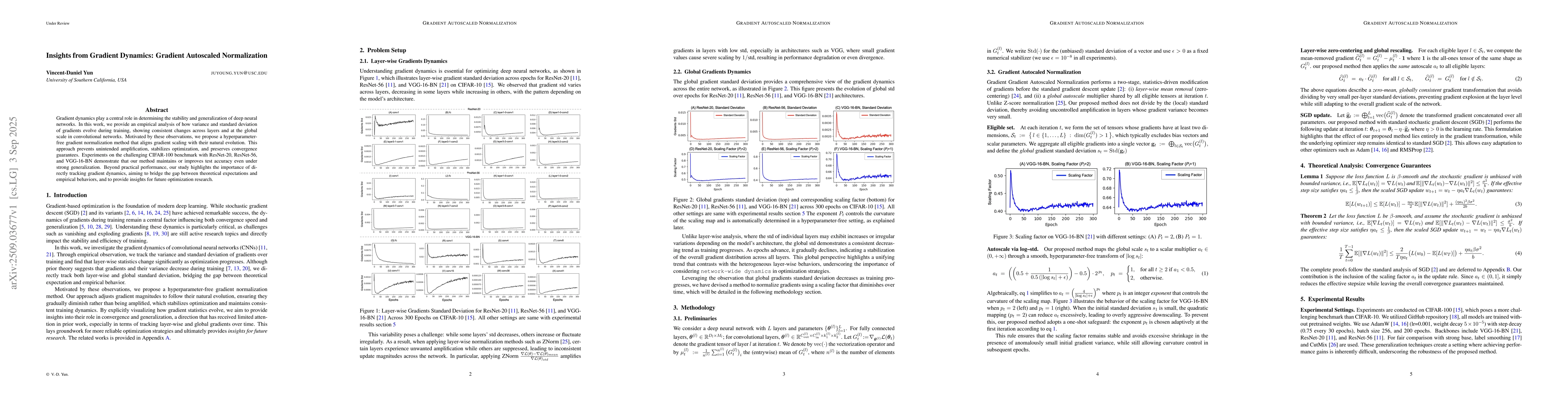 Thumbnail for Insights from Gradient Dynamics: Gradient Autoscaled Normalization