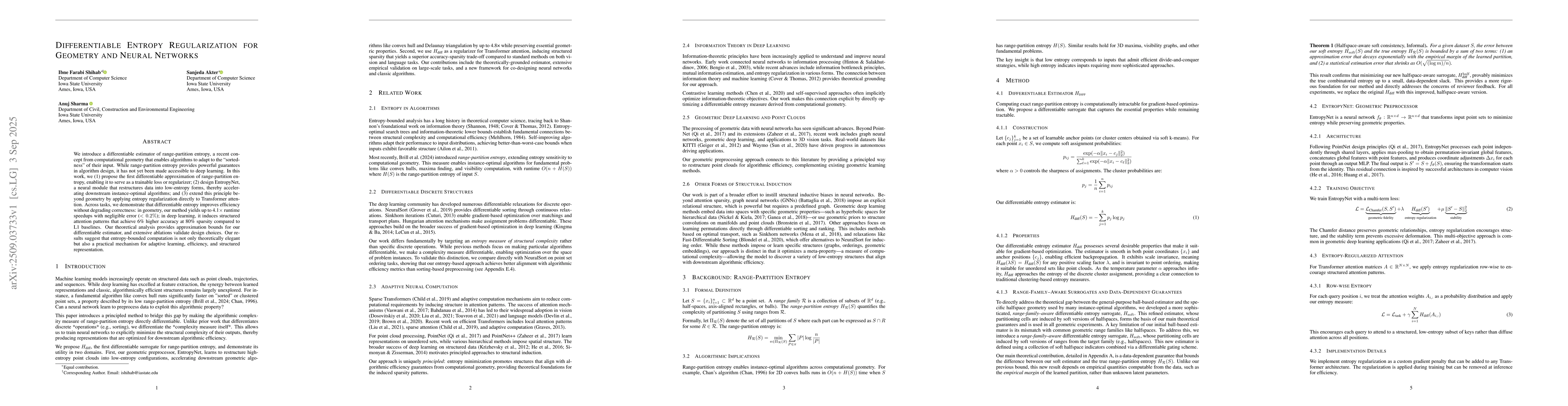 Thumbnail for Differentiable Entropy Regularization for Geometry and Neural Networks