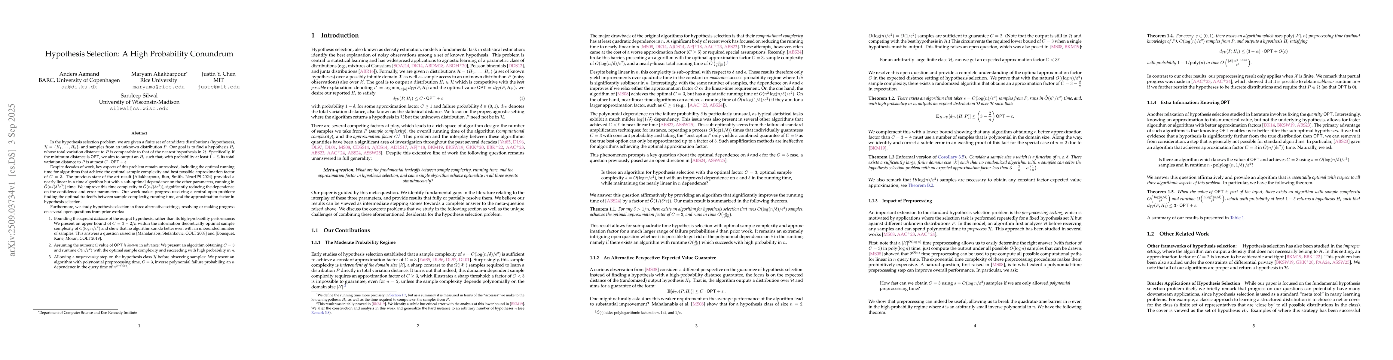 Thumbnail for Hypothesis Selection: A High Probability Conundrum