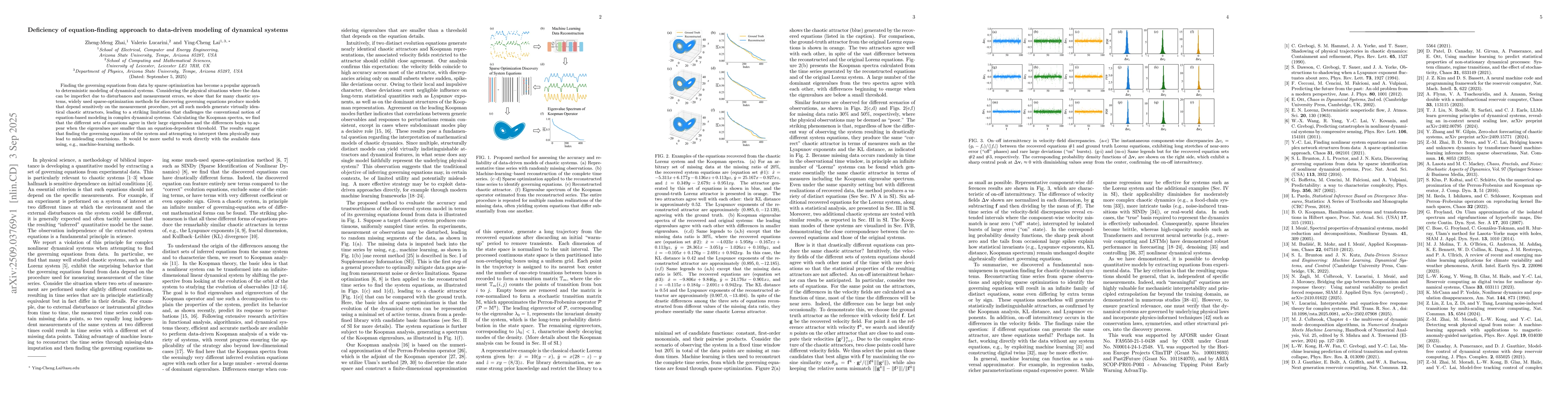 Thumbnail for Deficiency of equation-finding approach to data-driven modeling of
  dynamical systems