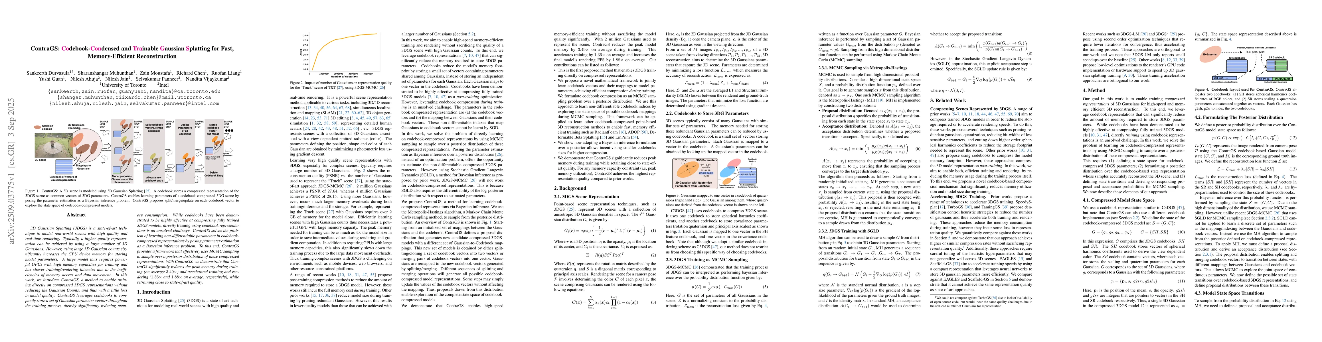 Thumbnail for ContraGS: Codebook-Condensed and Trainable Gaussian Splatting for Fast,
  Memory-Efficient Reconstruction