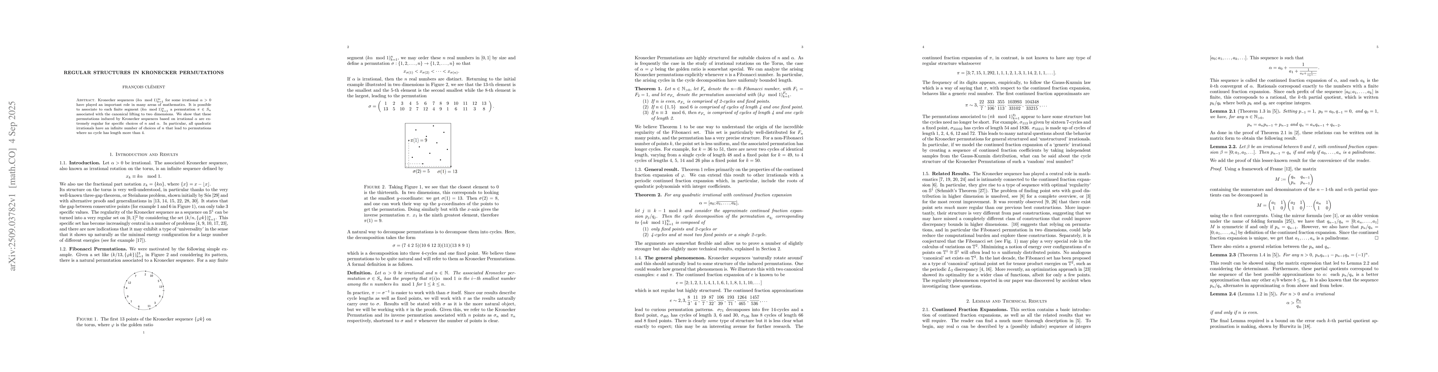 Thumbnail for Regular Structures in Kronecker Permutations