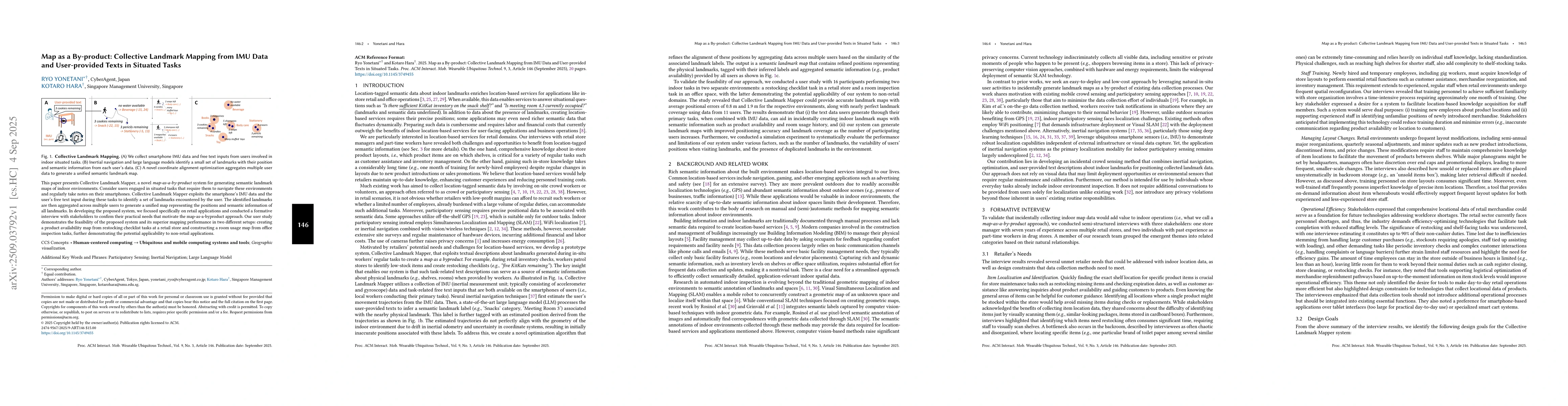 Thumbnail for Map as a By-product: Collective Landmark Mapping from IMU Data and
  User-provided Texts in Situated Tasks