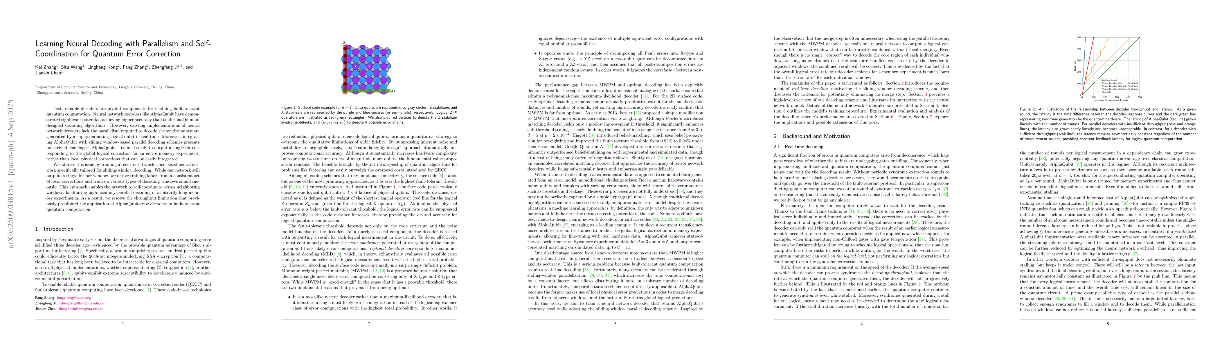 Thumbnail for Learning Neural Decoding with Parallelism and Self-Coordination for
  Quantum Error Correction