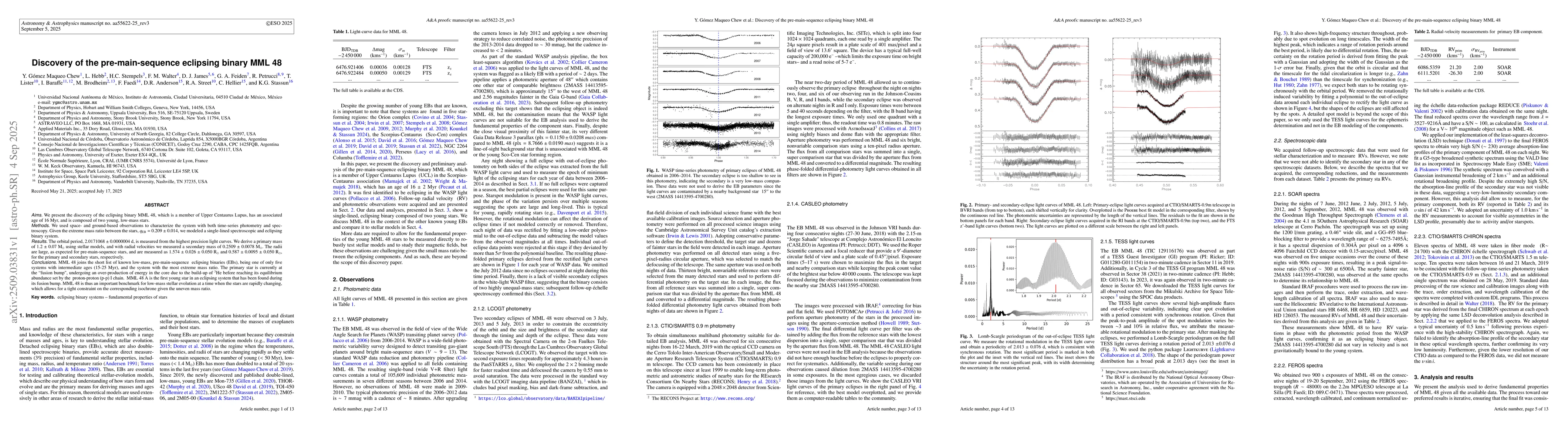 Thumbnail for Discovery of the pre-main-sequence eclipsing binary MML 48