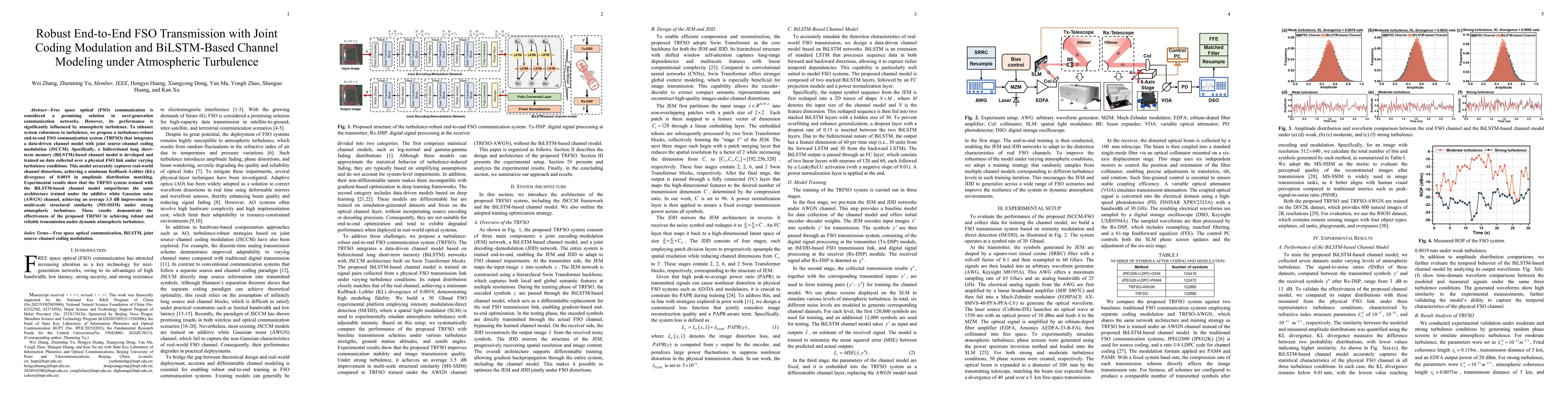 Thumbnail for Robust End-to-End FSO Transmission with Joint Coding Modulation and
  BiLSTM-Based Channel Modeling under Atmospheric Turbulence