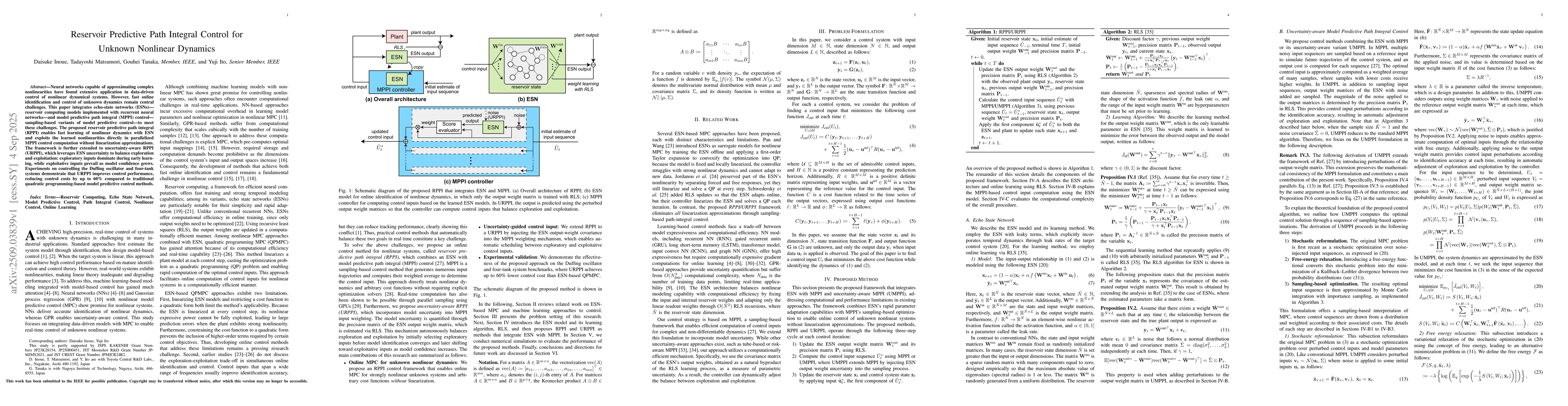 Thumbnail for Reservoir Predictive Path Integral Control for Unknown Nonlinear
  Dynamics