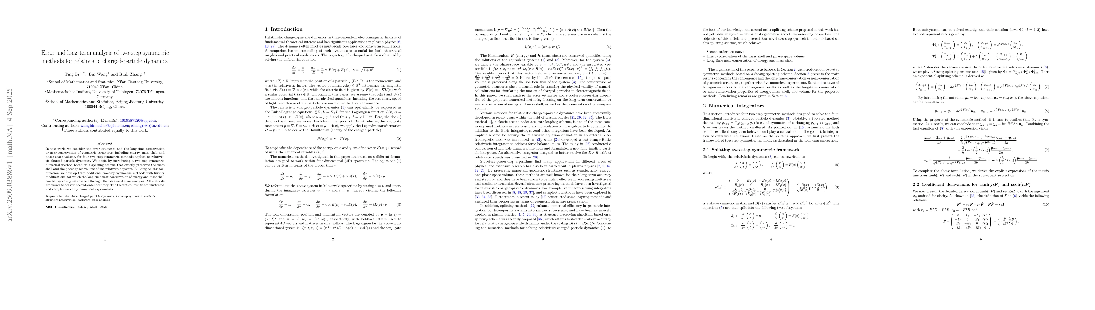 Thumbnail for Error and long-term analysis of two-step symmetric methods for
  relativistic charged-particle dynamics