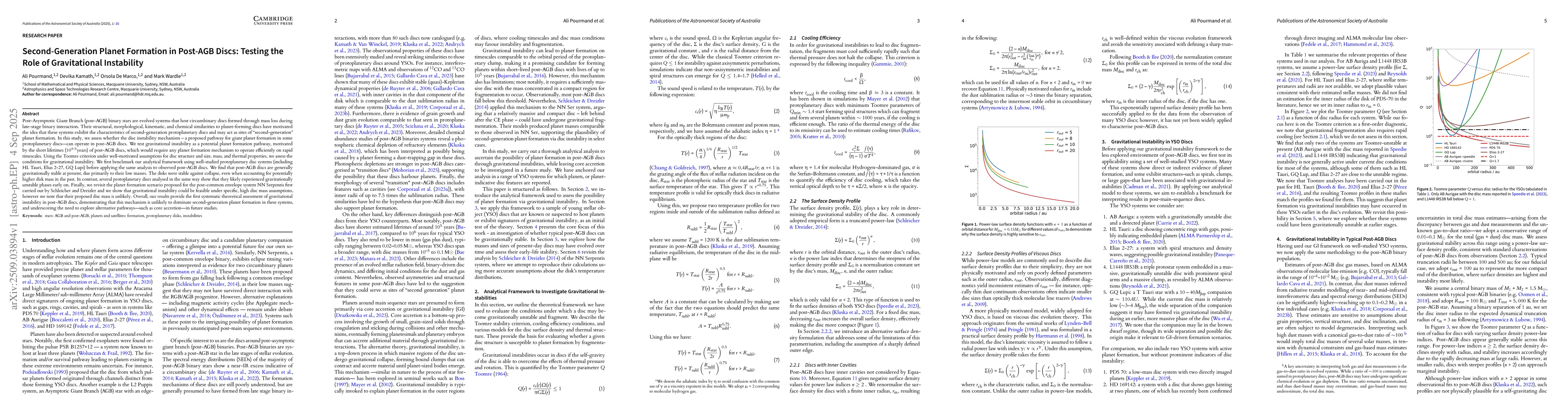Thumbnail for Second-Generation Planet Formation in Post-AGB Discs: Testing the Role
  of Gravitational Instability