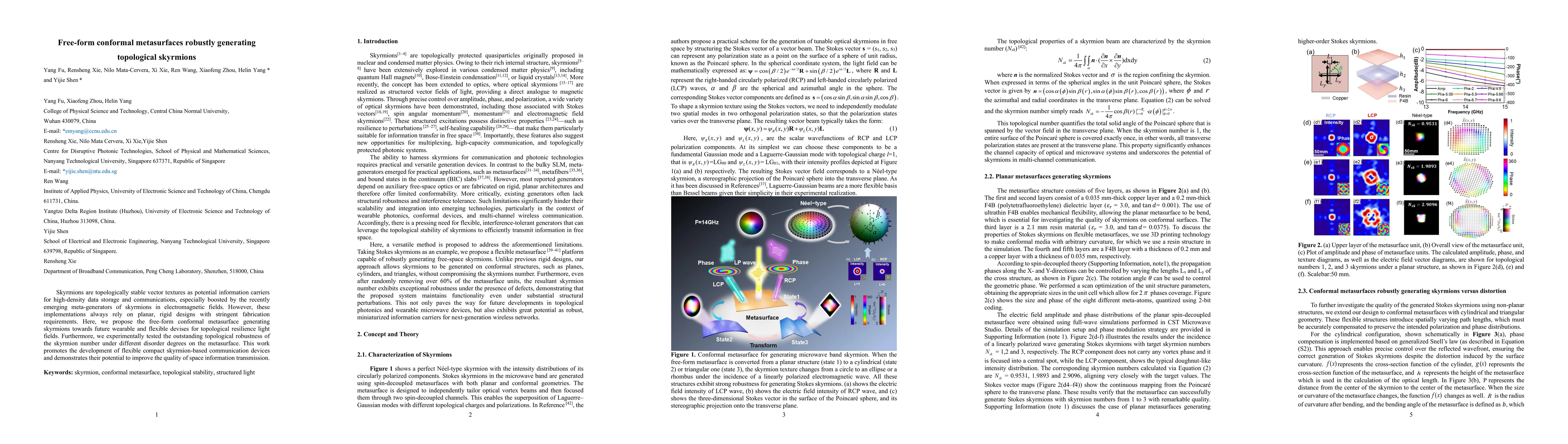 Thumbnail for Free-form conformal metasurfaces robustly generating topological
  skyrmions