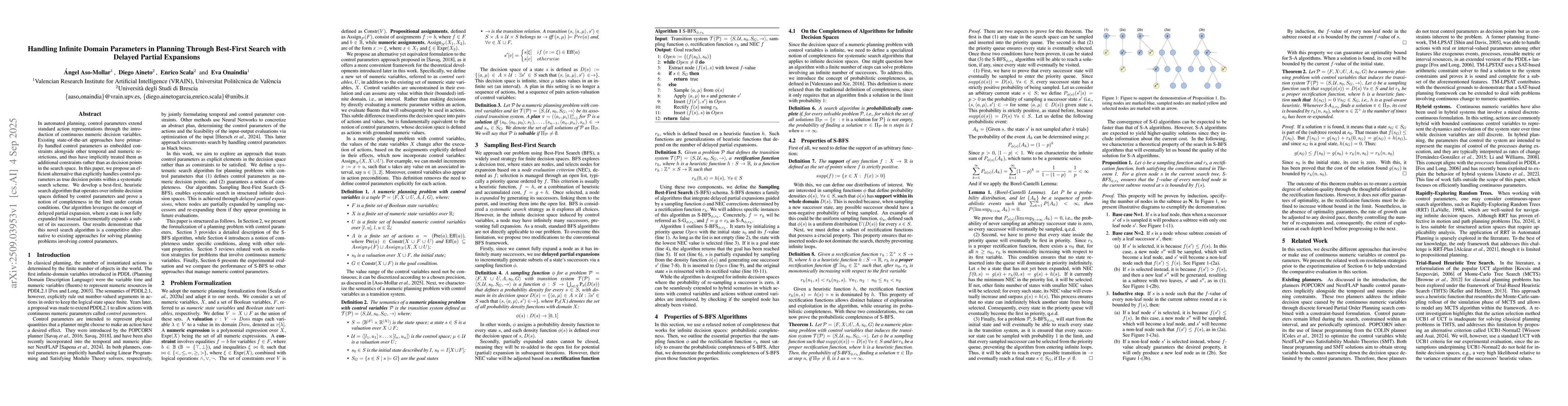 Thumbnail for Handling Infinite Domain Parameters in Planning Through Best-First
  Search with Delayed Partial Expansions
