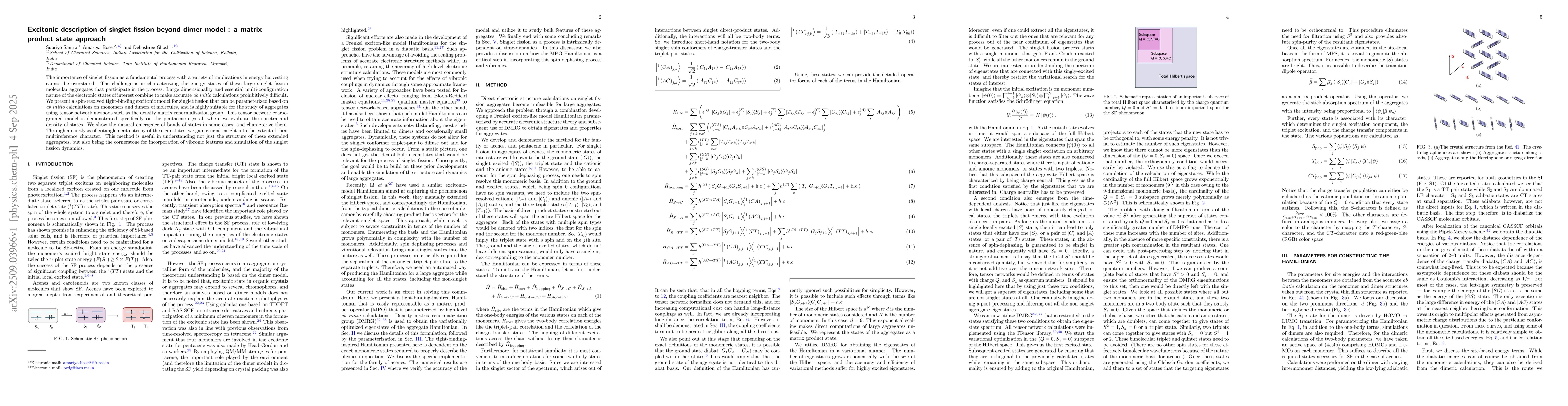 Thumbnail for Excitonic description of singlet fission beyond dimer model : a matrix
  product state approach