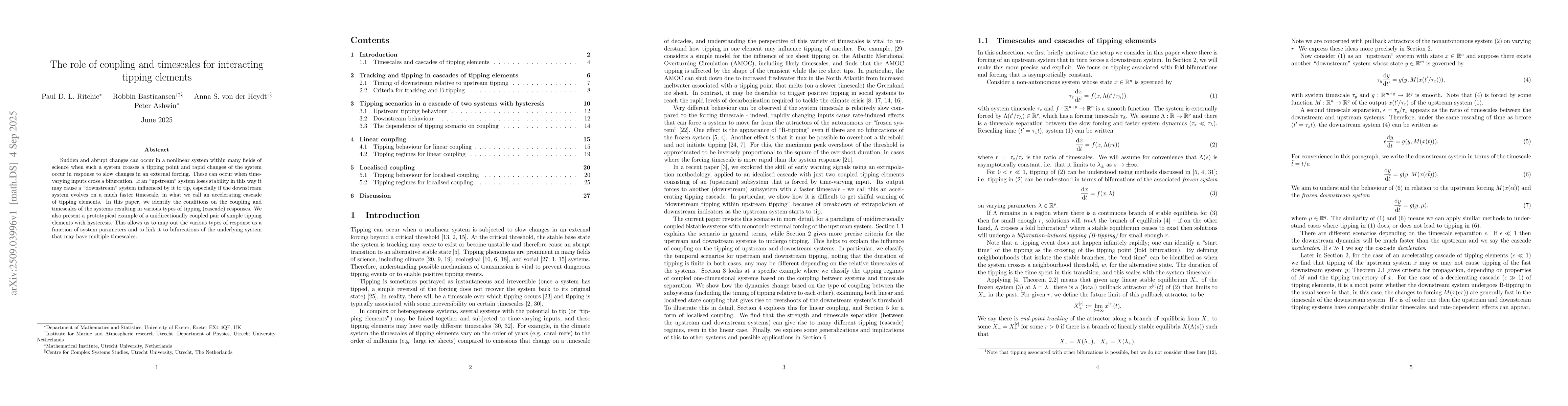 Thumbnail for The role of coupling and timescales for interacting tipping elements