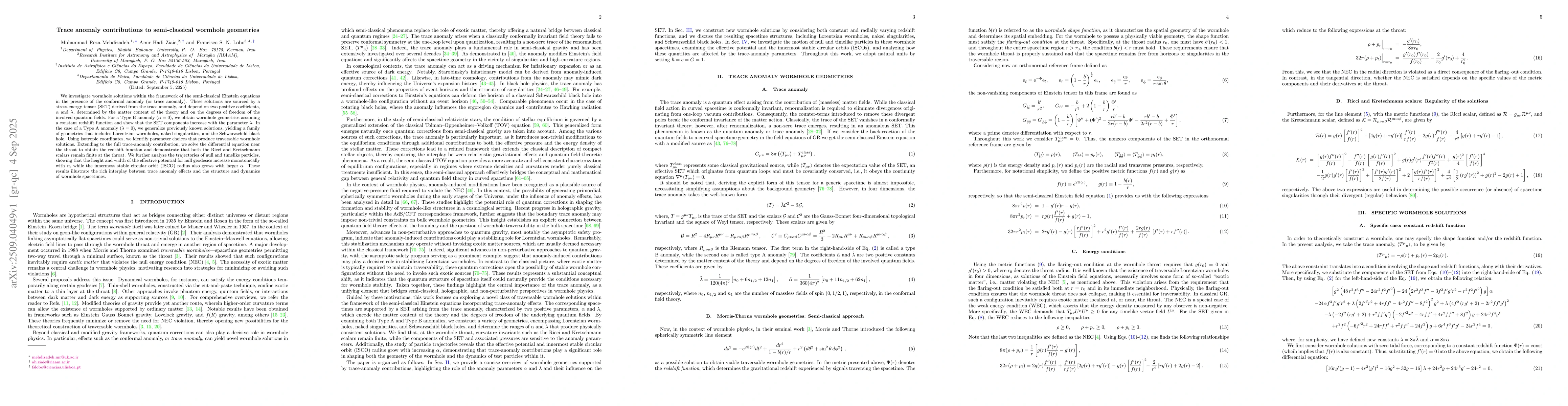 Thumbnail for Trace anomaly contributions to semi-classical wormhole geometries