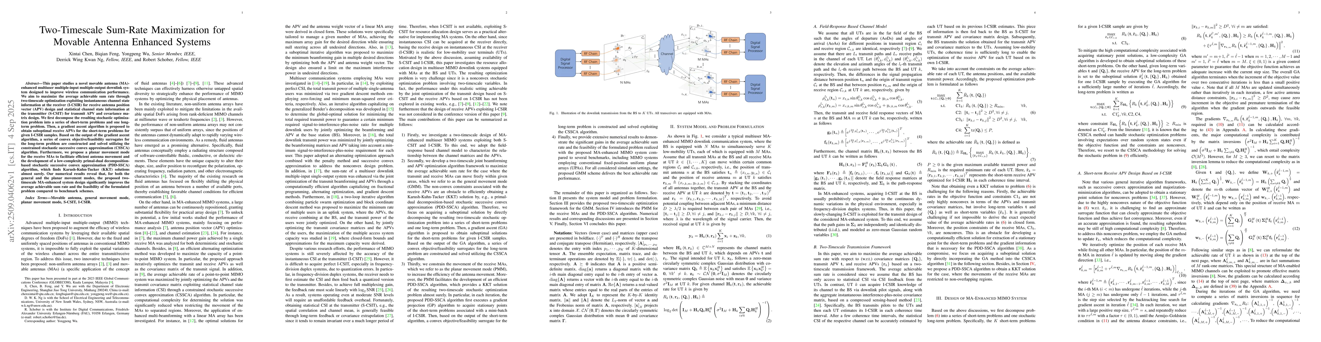 Thumbnail for Two-Timescale Sum-Rate Maximization for Movable Antenna Enhanced Systems