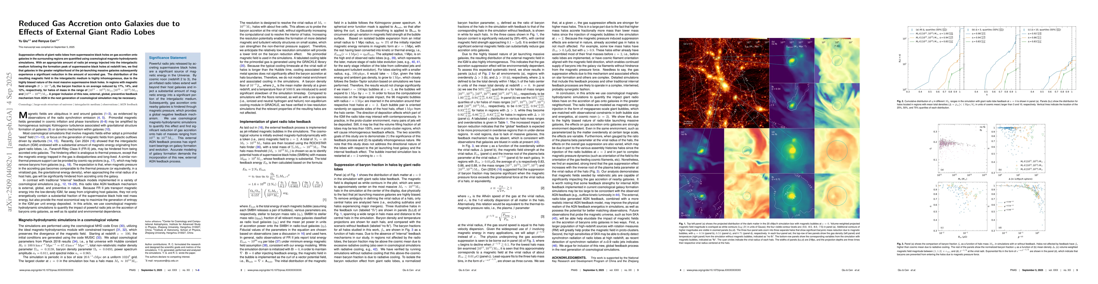 Thumbnail for Reduced Gas Accretion onto Galaxies due to Effects of External Giant
  Radio Lobes