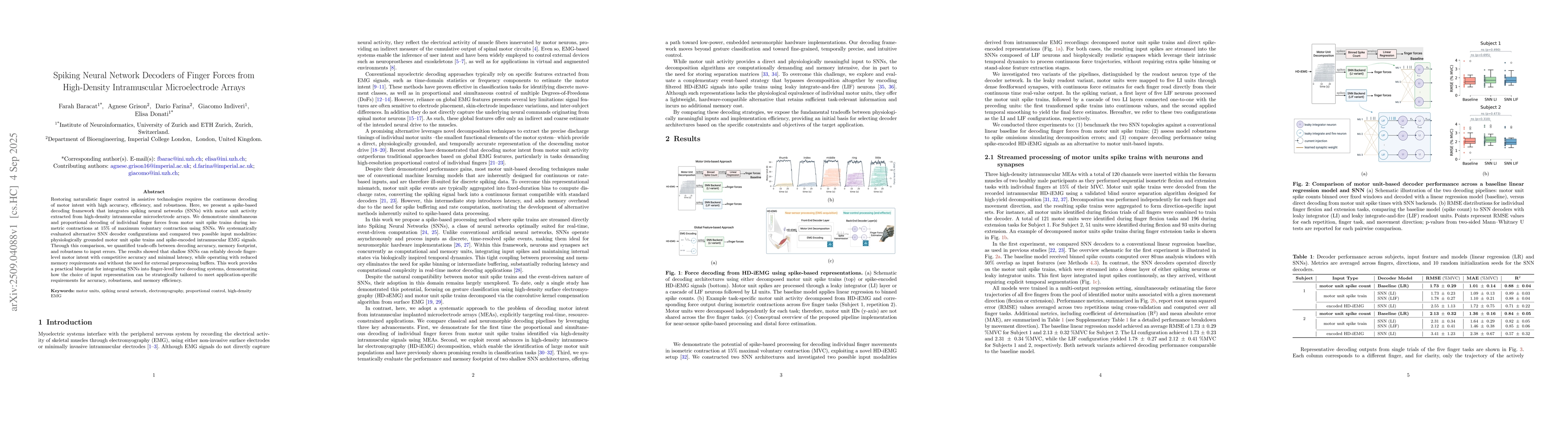 Thumbnail for Spiking Neural Network Decoders of Finger Forces from High-Density
  Intramuscular Microelectrode Arrays