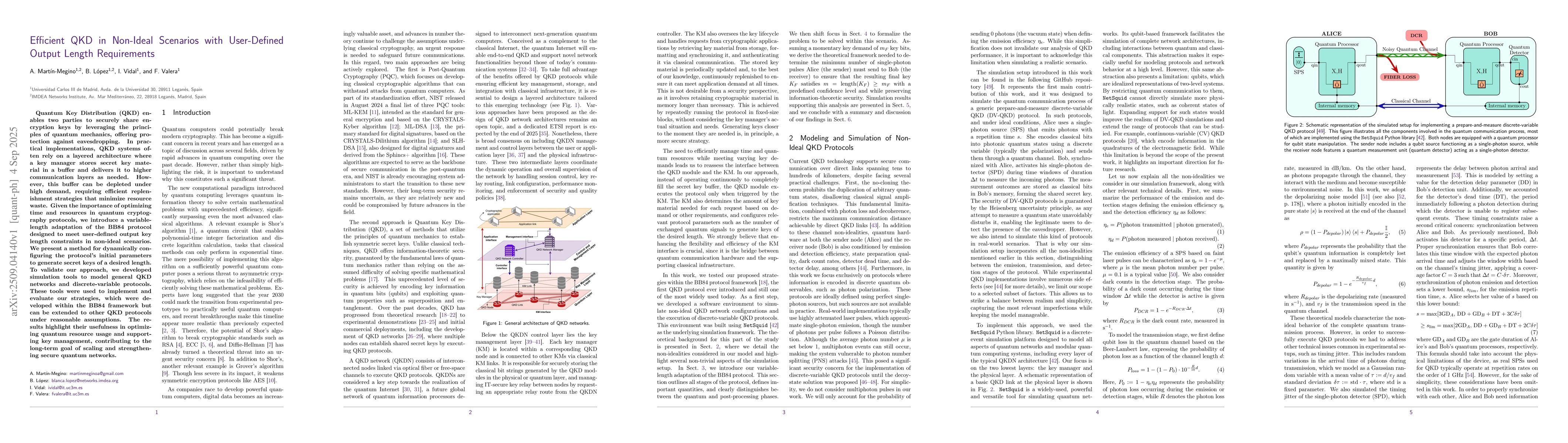 Thumbnail for Efficient QKD in Non-Ideal Scenarios with User-Defined Output Length
  Requirements