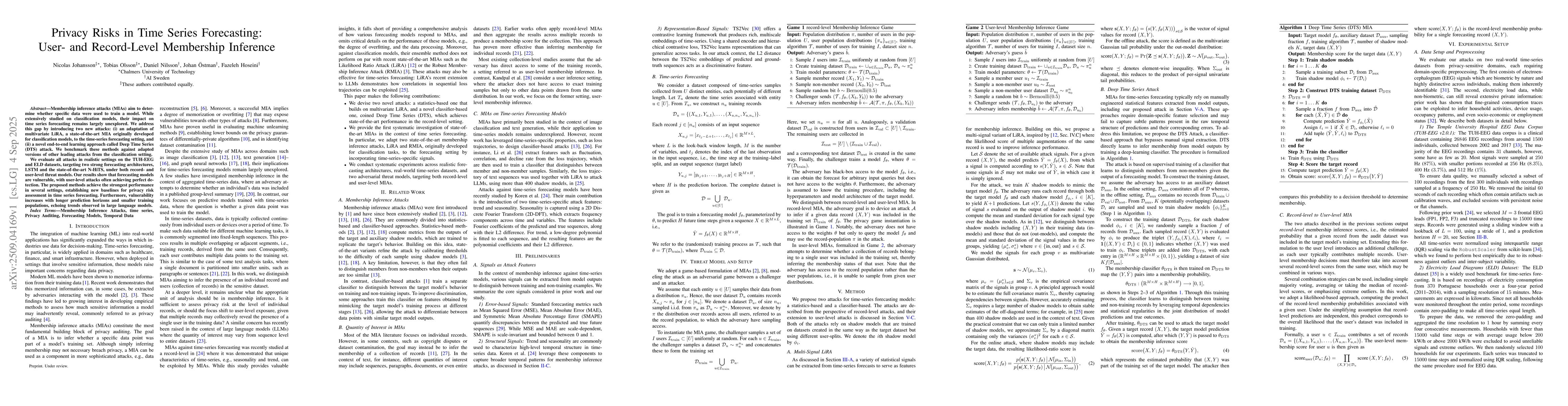 Thumbnail for Privacy Risks in Time Series Forecasting: User- and Record-Level
  Membership Inference