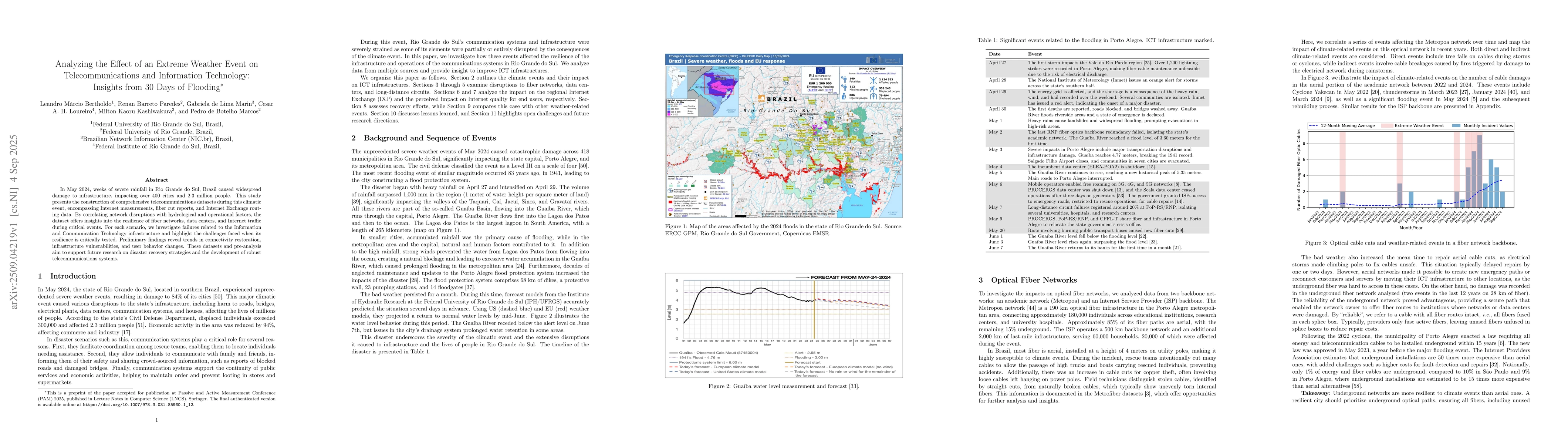 Thumbnail for Analyzing the Effect of an Extreme Weather Event on Telecommunications
  and Information Technology: Insights from 30 Days of Flooding