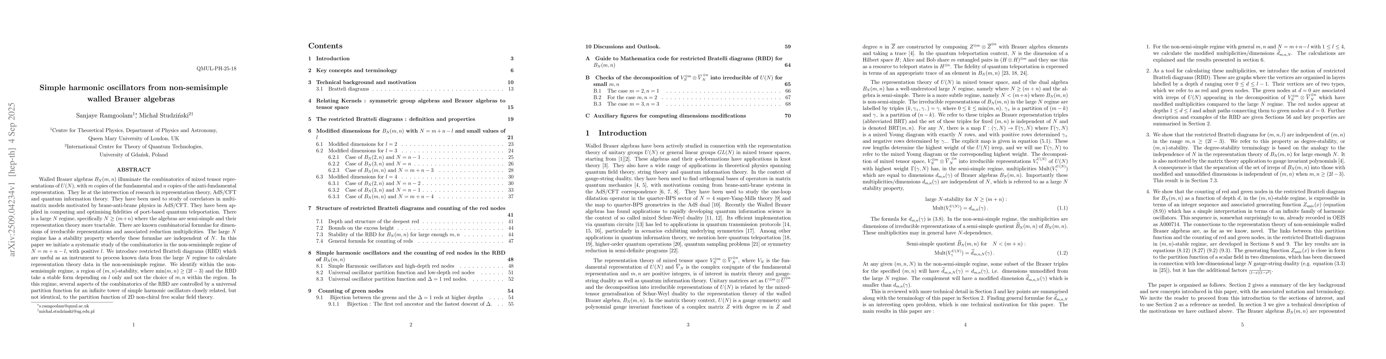 Thumbnail for Simple harmonic oscillators from non-semisimple walled Brauer algebras