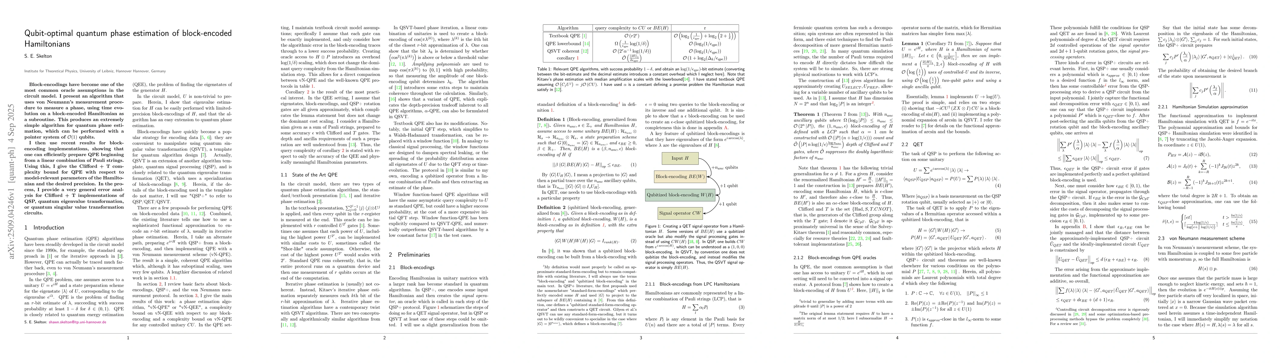 Thumbnail for Qubit-optimal quantum phase estimation of block-encoded Hamiltonians