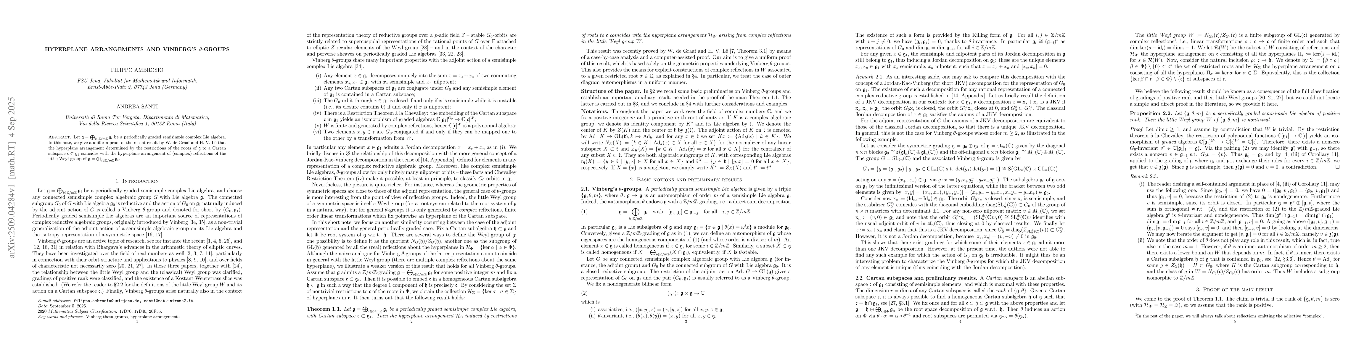 Thumbnail for Hyperplane arrangements and Vinberg's $θ$-groups