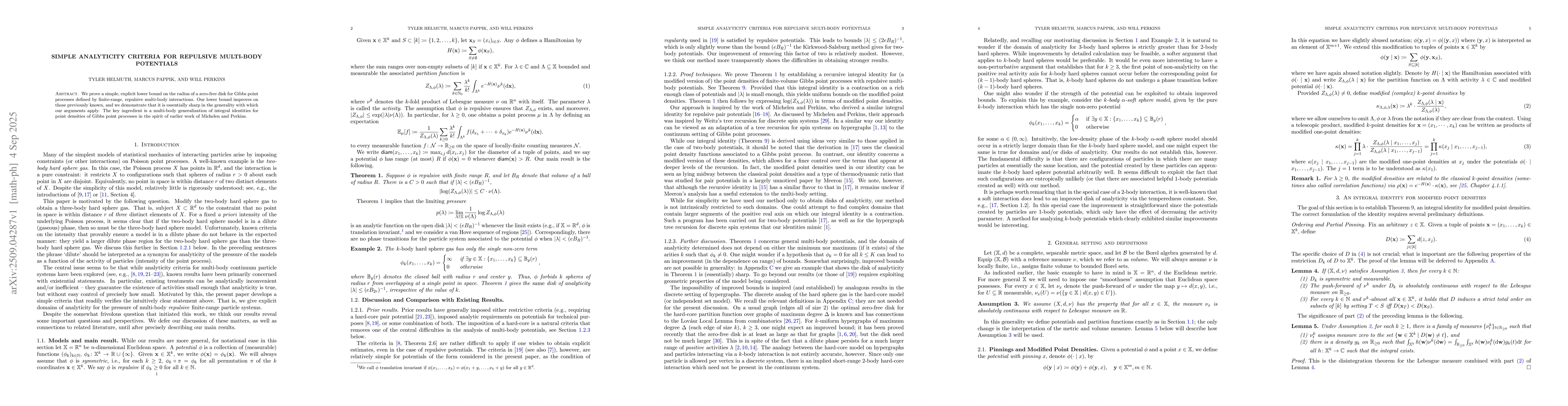 Thumbnail for Simple analyticity criteria for repulsive multi-body potentials