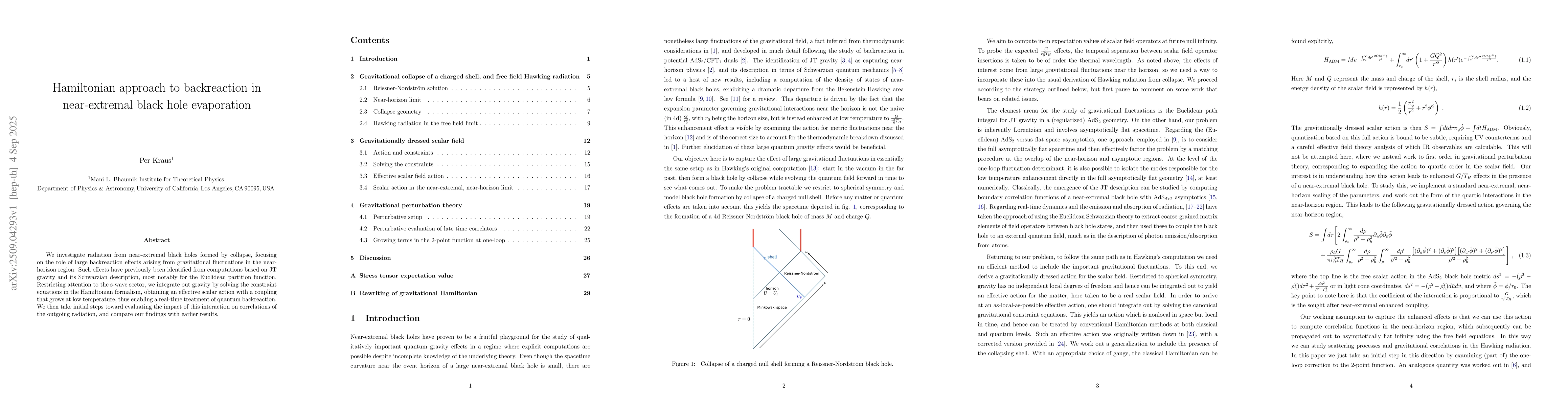 Thumbnail for Hamiltonian approach to near-extremal black hole evaporation and
  backreaction