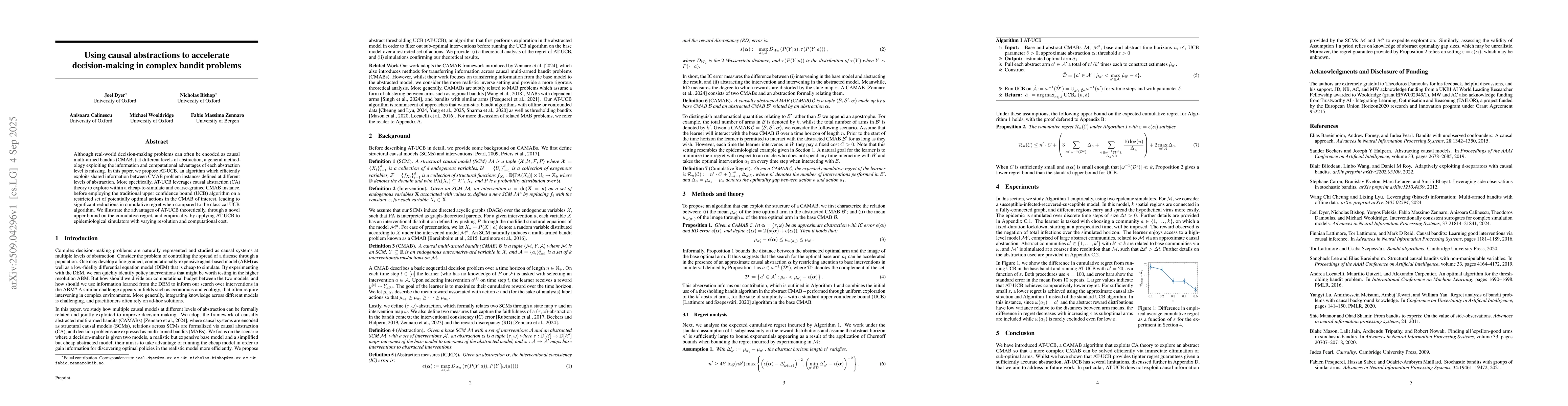 Thumbnail for Using causal abstractions to accelerate decision-making in complex
  bandit problems