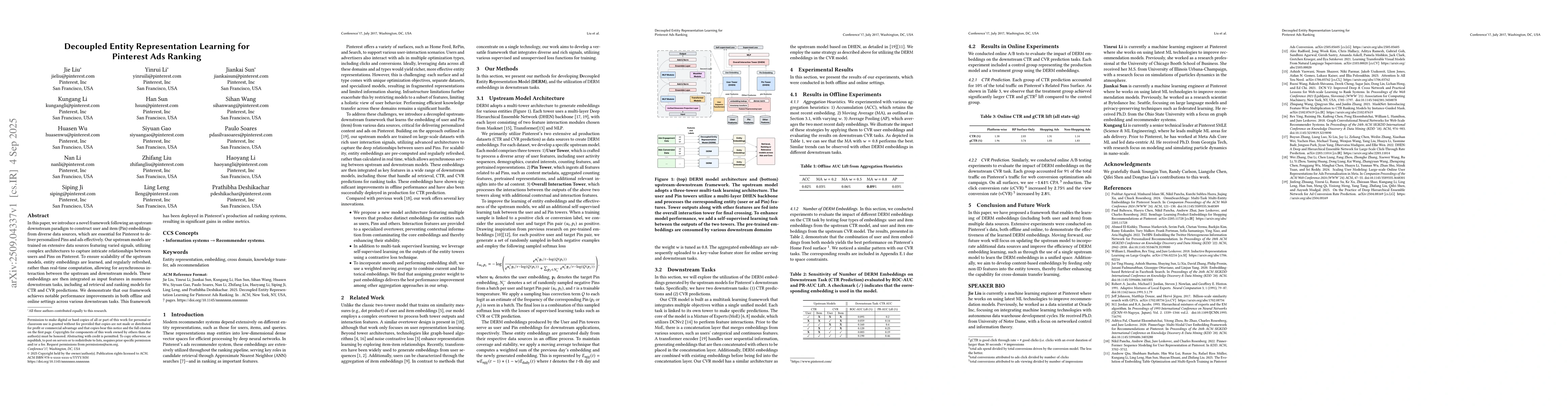 Thumbnail for Decoupled Entity Representation Learning for Pinterest Ads Ranking