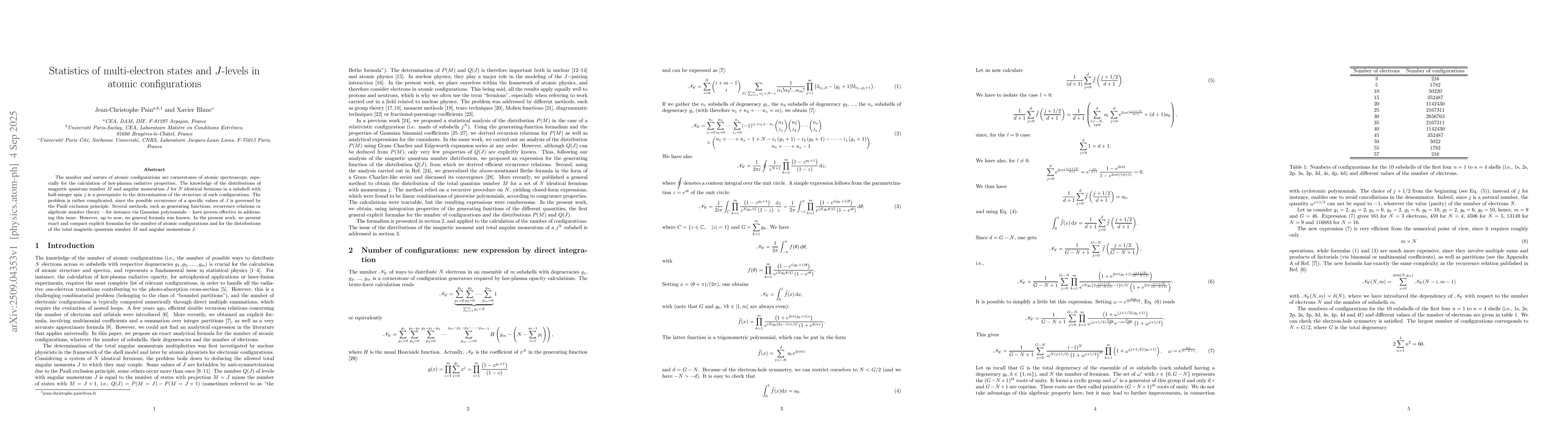 Thumbnail for Statistics of multi-electron states and $J$-levels in atomic
  configurations