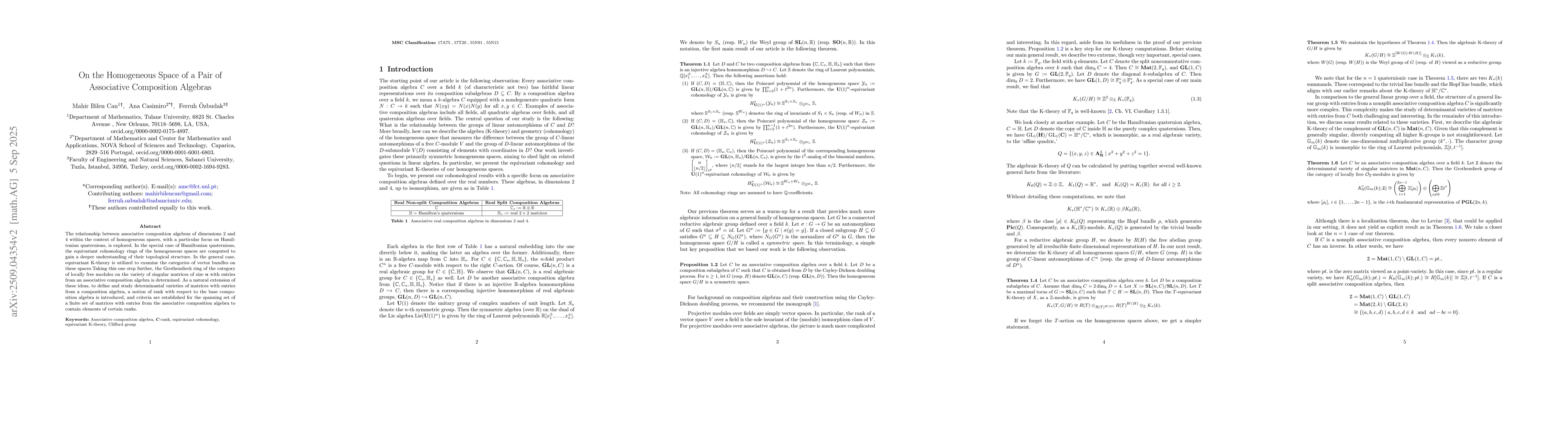 Thumbnail for On the Homogeneous Space of a Pair of Associative Composition Algebras