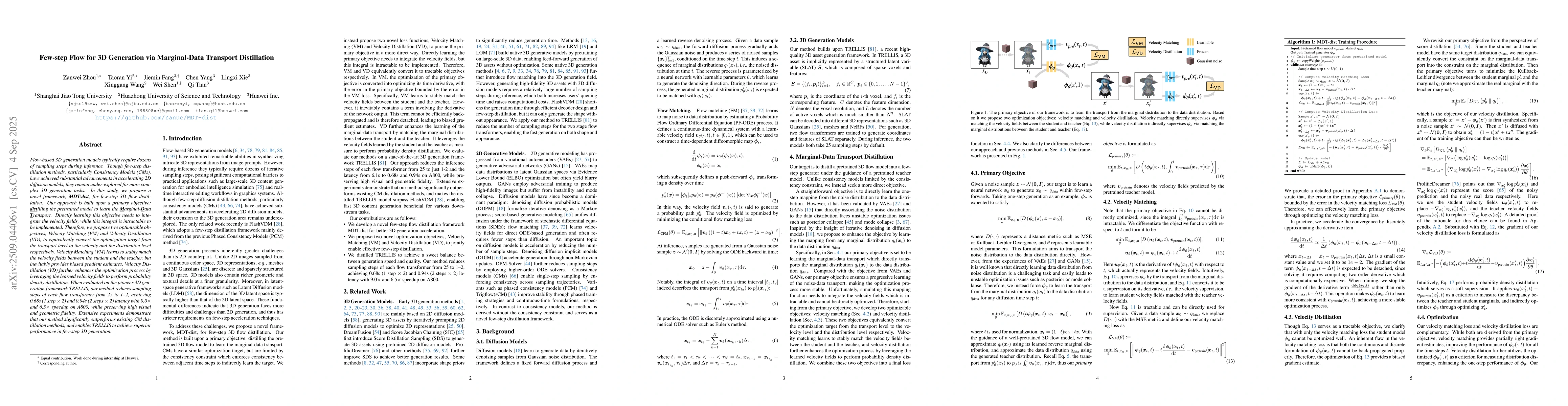 Thumbnail for Few-step Flow for 3D Generation via Marginal-Data Transport Distillation
